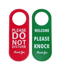 Buy 2 Pack Do Not Disturb Door Hanger Sign, PU Leather Double Sided Welcome Please Knock Sign, Please Do Not Disturb Sign for Office Home Clinic Dorm Hotel Online Class and Meeting Session in UAE