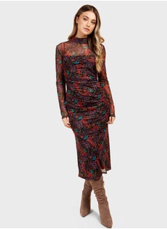 Buy Floral Print Ruched Midaxi Dress by Vogue Williams in UAE