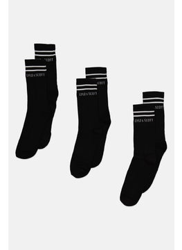 اشتري Men 3 Pair Textured Socks, Black في السعودية