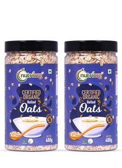 Buy Nutriorg Organic Rolled Oats 800g ( Pack of 2*400g) | Gluten Free | Weight Management | High Fiber Oats in UAE