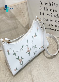 Buy Women's Sweet and Fresh Embroidered Shoulder Bag, Ladies Casual Versatile Armpit Bag Crossbody Bag Sling Bag Side Bag, PU Leather Carrying Bag Handbag for Girls College Students and Teenagers in Saudi Arabia