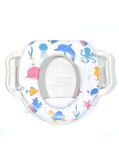 Buy Cushioned Children's Toilet Seat Baby Toddler Child Kids Adapter Seat with Handles Western Toilet Potty Training Seat for Boys Girls Fits Round Oval Toilets Printed in UAE