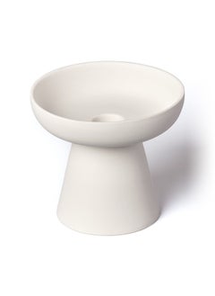 Buy Medium Porcini Pillar and Taper White Matte Ceramic Candle Holder in UAE