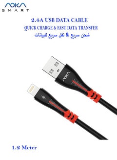 Buy Lightning Fast Charging Data Cable 1.2 Meter AC-R412I - Black/Red in Saudi Arabia