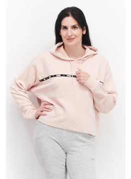 Buy Women Sportswear Fit Hooded Long Sleeves Brand Logo Sweatshirt, Rose in UAE