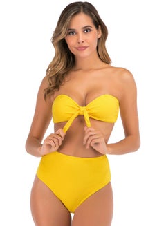 Buy Bow Tie Detail Bikini Yellow in Saudi Arabia