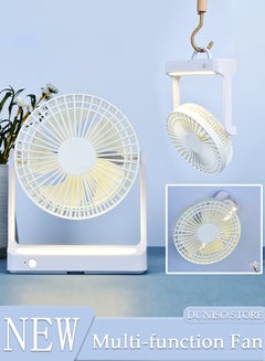 اشتري 3 in 1 Desk Fan, Multi-angle Rotation Wall Mounted Fan with LED Light, USB Hanging Fan, Lightweight Table Fan with 3 Speed Regulation for Home, Office, Travel, Camping, Outdoor في السعودية