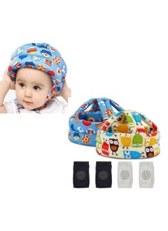 Buy 2pcs Baby Helmet for Walking Crawling Toddlers Infants Breathable Safety Helmet Head Protection with 2 Pairs Knee Pads in Saudi Arabia