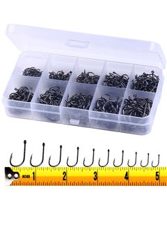 اشتري 500PCS Steel Barbed Fishing Hooks with Holes, 10 Specifications of Fishing Hooks, Portable Boxed Hooks, Powerful Hooks That Can Adapt to Various Fishing Environments في الامارات