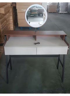 Buy Modern Bedroom Minimalist Style Dressing Table with LED Mirror and Drawer Ins style Makeup Table 100*40*126cm in UAE