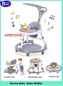 Buy Foldable Multi-Function Baby Walker  Foldable Baby Walker for Boys and Girls, 3 in 1 Toddler Walker Learning-Seated or Walk-Behind Adjustable Speed Rear Wheels Safety Bumper Detachable Seat (Gray) in Saudi Arabia