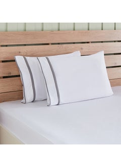 Buy White Haven Voul 2-Piece Striped Cotton Pillowcases Set 75 x 50 cm in UAE