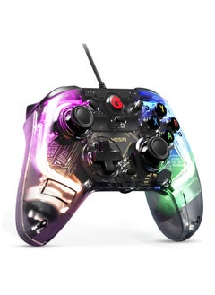 اشتري T4 Kaleid Transparent Wired Gaming Controller for Windows 7/8/10/11, Switch & Android TV Box, RGB Hue Color Lights, Gamepad PC Controller with Turbo/Programmable/3.5mm Audio Jack في الامارات