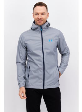 اشتري Men Sportswear Long Sleeves Forefront Rain Jacket, Grey في الامارات