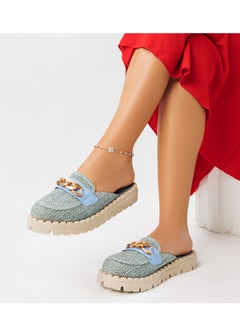 Buy Mules Flat Fabric With Accessories SB-12 - BlueSky in Egypt