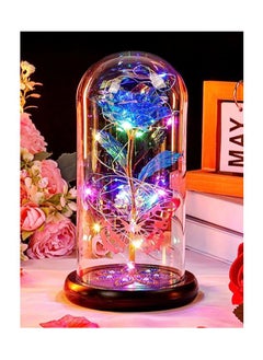 اشتري Colorful Galaxy Butterfly Rose Flower Gift with Quality Glass and Colourful LED Battery Operated For Wedding Anniversary Birthday Mothers Day and Any Special Occasions Blue في الامارات