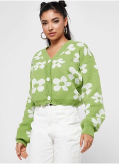 Buy Floral Intarsia Cardigan in Saudi Arabia