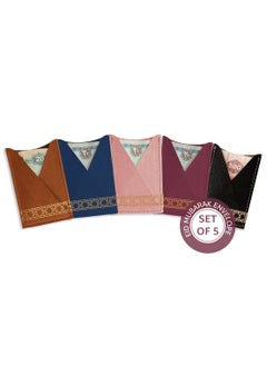 Buy Set of 5 Leather Eid Mubarak Envelopes (Multicolor) in UAE