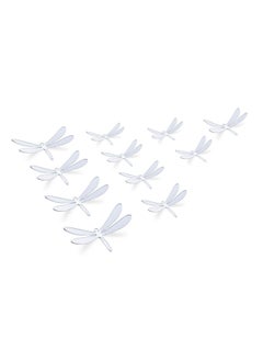 اشتري Dragonfly 11 Pc set 3D Mirror Wall Sticker 8x4.4cm, 10x5.5cm, 12x6.8cm- Silver في الامارات