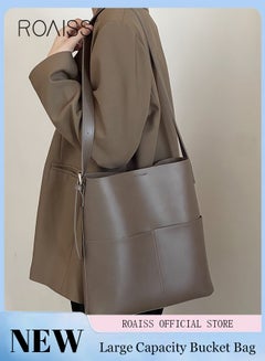 Buy Women PU Leather Shoulder Bag Large Capacity Fashionable and Versatile Crossbody Bag Casual Daily Shoulder Bag Bucket Bag in UAE