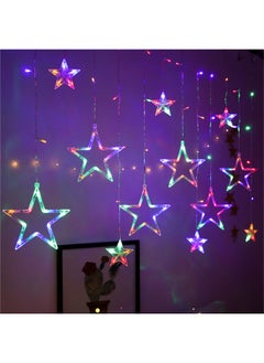 اشتري Star Curtain Lights 138 LED 12 Star Multicolor Lights 3.5m Connectable Window Lights with Remote Plug In Curtain String Lights for Indoor Outdoor Room Birthday Wedding Party Decor في السعودية