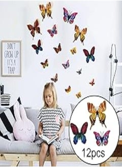 Buy 3D Magnetic Butterfly Multicolored Birthday Party Decoration Set - DIY Art Decoration Kit DIY DIY Art Decoration Kit for Living Room, Bedroom, Kitchen, Office + Double Sided Adhesive Tape (Set of 12) in Egypt