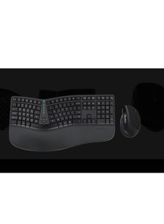 اشتري Meetion DirectorC ergonomic wireless keyboard and mouse set, unique shape, comes with leather palm rest في الامارات