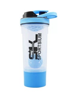 Buy 700ML Protein Powder Shaker Bottle With Handle, Mixer Ball & Twist-and-Lock Storage, Blue in Egypt