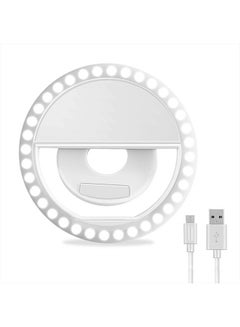 Buy Selfie Ring Light, XINBAOHONG Rechargeable Portable Clip-on Selfie Fill Light with 36 LED for iPhone/Android Smart Phone Photography, Camera Video, Girl Makes up (White) in UAE