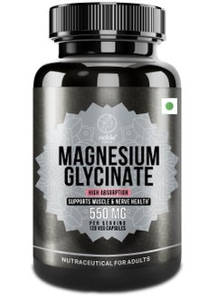 Buy Magnesium Glycinate High Absorption 550MG 120 Veg Capsules in UAE