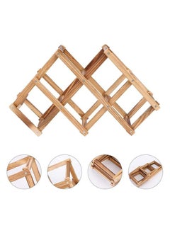 Buy Foldable Wooden Beverage Rack Storage that can Hold Six Bottles in UAE