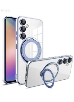 Buy Magnetic Phone Ring Holder Shockproof Protective Case Cover For Samsung Galaxy A55 Blue/Clear in Saudi Arabia