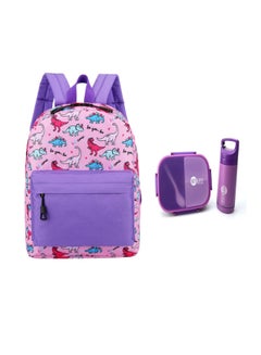 اشتري Back To School Value Pack Set Kids School Bag With Lunch Box Set Lavender في الامارات