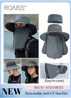 Buy Detachable Wide Brim Fishing Hat with Shawl and Face Mask UPF 50+ Anti-UV Soft Foldable Breathable Sun Hat for Men & Women Adjustable Size Hiking Climbing Outdoor Hat in UAE