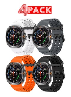 Buy (for Samsung Galaxy Watch 7 Ultra) 4 Pack Silicone Band Soft Ocean Silicone Sport Strap Replacement Accessory in UAE