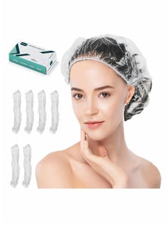 اشتري Disposable Shower Caps 100PCS Waterproof Plastic Shower Cap for Bath Hair Treatment Conditioning In Home Hotel Travel في الامارات