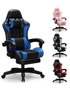 Buy Gaming Chair, Office Chair High Back Computer Chair with Footrest Leather Desk Chair Racing Executive Ergonomic Adjustable Swivel Task Chair with Headrest and Lumbar Support in Saudi Arabia