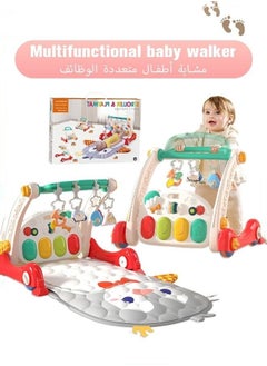 Buy 4 In 1 Baby Playmat & Play Piano Gym With Walker, Learning Walking Stroller and Soft Infants Floor Activity Center, Musical Keyboard, Tummy Time in Saudi Arabia