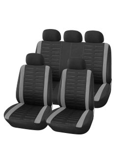 Buy SYOSI Full Set Car Seat Cover Universal Fit 9 PCS Front Seat Covers & Rear Back Seat Cover Kit Airbag Compatible 3D Embossed Stripe Pattern Car Seat Protector for Auto, Gray in Saudi Arabia