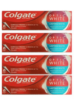 Buy Colgate Pack Of 4 Optic White Lasting Whitening Toothpaste 75ml in Saudi Arabia