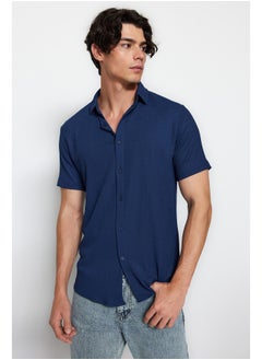 Buy Navy Blue Regular Fit Short Sleeve Summer Textured Knitted Shirt TMNSS23GO00055 in Egypt