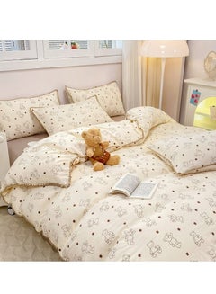 Buy 100% Grade A Washed Quilt Cover Bedding, Maternal and Child Four-piece Set with Sheet Bed Cover Pillowcase（220*240CM） in Saudi Arabia