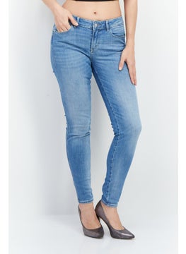 Buy Women Skinny Fit Mid Waist Stretchable Denim Jean, Blue in UAE