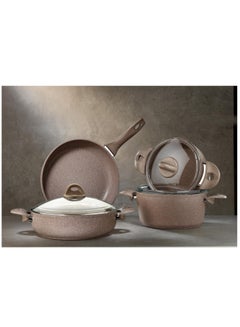 Buy Saflon cookware set, 7 pieces, granite in Saudi Arabia