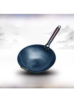 Buy Traditional Iron Wok Non-Stick Uncoated42cm [round] 1.35 thick wooden handle iron pot [hand]] 42cm [round] 1.35 thick wooden handle iron pot [hand]] in Saudi Arabia