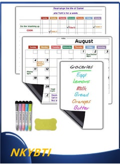 Buy Memo Dry Erase Whiteboard Magnetic Board Monthly Calendar Erasable Planning Board Reusable Fridge Magnetic Grocery List and Notepad Board in UAE