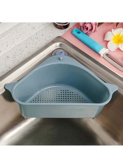 اشتري Sink Strainer Basket, Multifunctional Triangle Corner Sink Drain Rack Kitchen Storage Organizer Soap Storage Rack Bathroom Support Shelf (Blue) PP Plastic في مصر