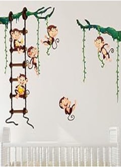 Buy Decorative kids room sticker - 6 joyful monkeys (100x115cm) in Egypt