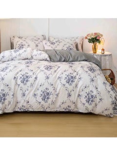 Buy 6 Piece Floral Printed King Size Soft Material Duvet bedding Set For Every Day Use includes 1 Comforter Cover, 1 Fitted Bedsheet, 4 Pillowcases in UAE