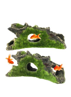 Buy Aquarium Tree Decoration, 2Pcs Natural Habitat Ornament, Resin Aquarium Tree Decoration, Fish Tank with Hole for Fish Hiding(15 * 5 * 7cm) in UAE